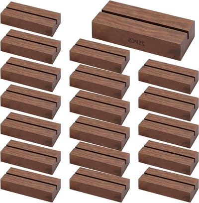 Ansichtkaartstandaards - Houten houders - Feestdecoratie - Dubbele sleuven ontwerp - 25 stuks - Bruin