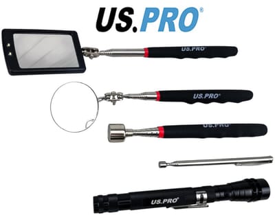 Geocaching hulpmiddelen set met een uitgebreide selectie magnetische oppaktools en spiegels - Telescopische Zaklamp - Telescopische Magneetpen - Telescopische LED Inspectiespiegel 5-delig (complete set ideaal voor geocaching)