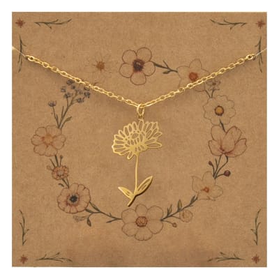 Bixorp Geboortebloem Ketting November / Chrysant - Goudkleurig Roestvrij Staal - Bloem Cadeau voor Dames & Meisjes