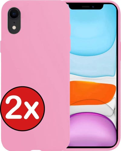 Hoesje - 2 Stuks - Geschikt voor Apple iPhone XR - Sterk & Shockproof - Telefoonhoes - Back Cover - Case Siliconen - Telefoon Hoes - Lichtroze