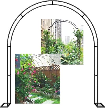 Tuin Prieel Boog - Rozenboog Pergola - Klimplanten Ondersteunen - Extra Brede Stevige Constructie - 350cm x 220cm - Zwart