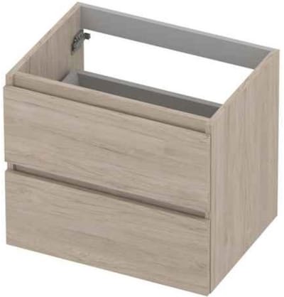 INK - Onderkast 2 Laden Greeploos met Houten Keerlijst - 600x450x520 Mm - Ivoor Eiken