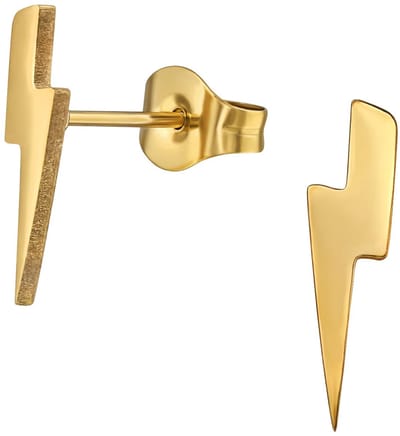 CS Joy - Bliksem oorbellen - Chirurgisch staal - 3 x 13 mm - ip/pvd gold plated