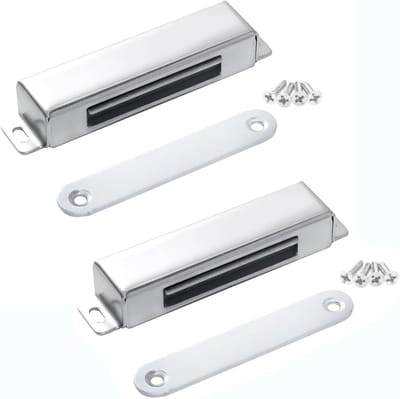 Cuhostki - 2 stuk - magneetsnapper extra sterk - kastdeur magnetisch - zelfklevende magnetische deuringang - inoxkleur - 95x21x15mm