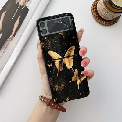 Hoesje Voor Samsung Galaxy Z Flip 6 5 4 3 Telefoonhoesje Bloem Vlinder Ledernerf Schokbestendige Hoes Voor Galaxy Z Flip6 Flip4 Flip5 For Samsung Galaxy Z Flip 3 black