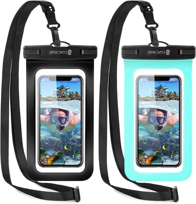 Waterdichte Telefoonhoes, Set van 2 Universele IPX8 Onderwater Beschermhoes voor Smartphones tot 7 inch, Geschikt voor iPhone, Galaxy en Huawei, Zwart en Blauw