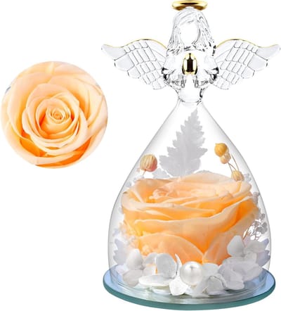 Engelen Geschenk - Bewaren Bloem - Decoratie Huis - Echte Rozen - 13 x 13 cm - Geel