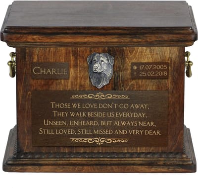Persoonlijke urn voor hondenas van Nederlandse Herdershond met gravure