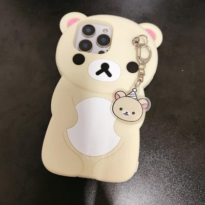 Voor iPhone 17 16 15 14 13 12 11 Pro Max SE 6 7 8 Plus Kawaii Rilakkuma Sleutelhangers Siliconen Zachte Cover Poppetje Sleutelhangers Telefoonhoesje iPhone 15 Pro