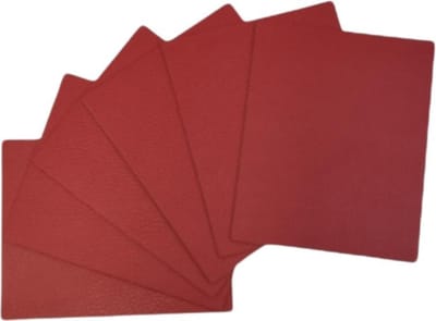 Skinnatur Onderzetters Set van 6 – 13x10 cm – Rood (Salsa) – Gerecycleerd Leer & Natuurrubber – Glasonderzetters voor Tafeldecoratie