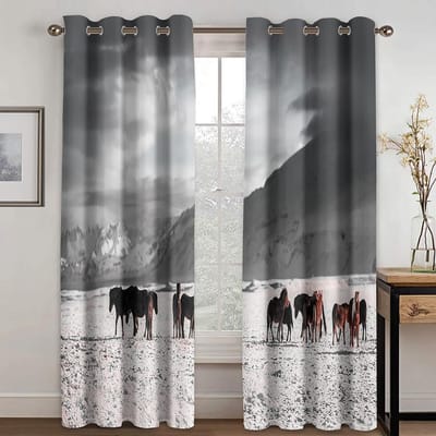 Natuurlijk Landschap Zee Wolken Stad 2 Stuks Gratis Verzending Dunne Raamgordijnen Gordijn voor Woonkamer Slaapkamer Decor W50H60(CM)x2&Grommet Top