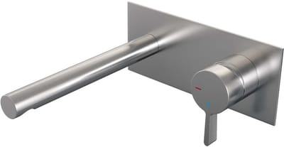 Brauer Brushed Edition Inbouw Wastafelmengkraan met Rechte Uitloop en Afdekplaat Model E1 RVS Geborsteld PVD