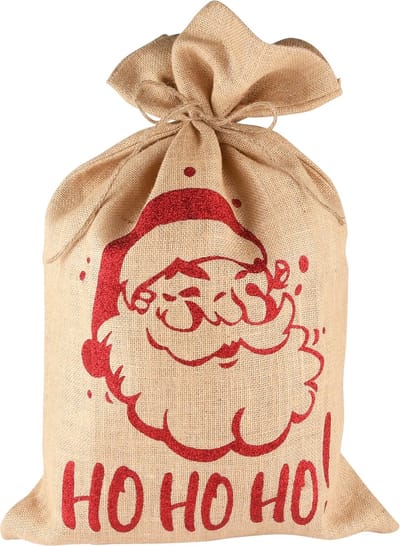 Dekoratief | Jutezak m/santa 'Ho Ho Ho', naturel/rood, 40x60cm | A238098
