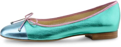 Werner Kern Pina Ballerina's van Leer - Kleurrijke Damesschoenen - Unieke Ballerina Schoenen - Turquoise en Roze - Hoge kwaliteit Instappers - Werner Kern Ballerinas - Blauw/roze - 42.5