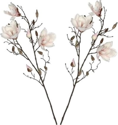 Mica Decorations Kunstbloem - 2x - magnolia - lichtroze - 90 cm - takken - Kunstbloemen boeketten