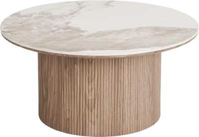 Artichok Ronda Salontafel Met Keramiek Blad Bruin - Modern - Ronde Bijzettafel - Scandinavisch - Ø 80 x 40 cm