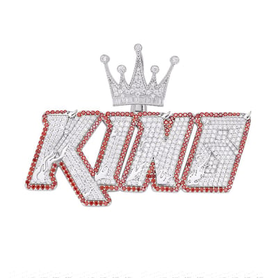 Juwelier Zwartevalk zilveren (gerhodineerd) KING hanger met zirkonia - 24.378