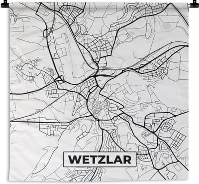 Wandkleed - Wanddoek - Plattegrond - Wetzlar - Stadskaart - Kaart - 180x180 cm - Wandtapijt