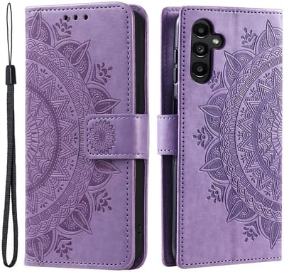 Hoesje Mandala Book Case met Pasjeshouder Paars Geschikt voor Samsung Galaxy A55