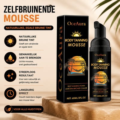 OceAura Classic - Body Tanning Mousse - Zelfbruining Schuim voor Uniforme Brons Kleur - Bruin Zonder Zon, Streak-Free Resultaat - Snelle Absorptie, Natuurlijke Bruining - Voor Lichaam & Gezicht - 60ml