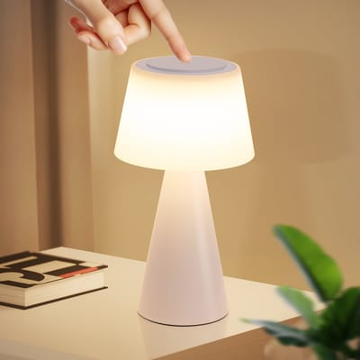 NETTLIFE Tafellamp LED - wit - Touch Dimbaar - Oplaadbare Nachtlamp - 3600mhA Draadloos - met USB Oplaadbare Batterij - Modern - voor Woonkamer | Slaapkamer | Buiten