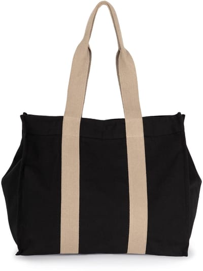 Kimood Grote, gerecyclede shopper met plooi KI5201 - Black Night / Hemp - One size