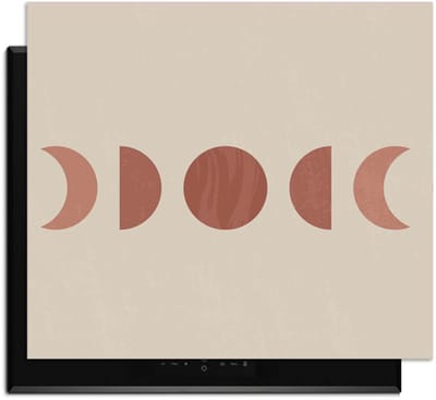 KitchenArt - Lunar Rhythm – Japandi Inductie Beschermer - 52x35 cm - Kookplaat Beschermer - Luxe Afdekplaat Inductieplaat - Anti-slip & Oprolbaar - Beschermmat Inductiekookplaat