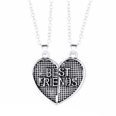 Fako Bijoux® - Vriendschapsketting - BFF Ketting - Hart Zilver - Best Friends - Magnetisch - Zilverkleurig