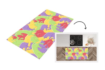 Keukenloper - Loper keuken - Katten - Regenboog - Kinderen - Pastel - Patronen - 120x60 cm - Keukenloper vinyl
