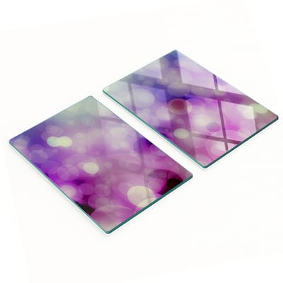 Decoratieve snijplanken van gehard glas met paarse cirkels, 2x40x52 cm
