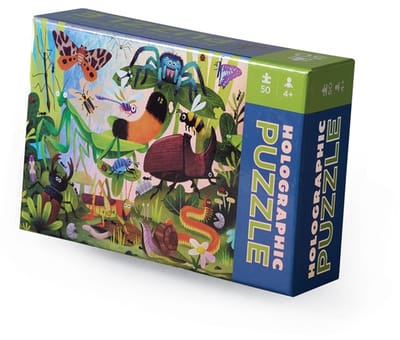 Crocodile Creek puzzel holografisch - 50 stukjes - tuin insecten - educatief speelgoed.