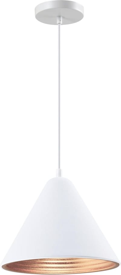 QUVIO Hanglamp retro - Lampen - Plafondlamp - Leeslamp - Verlichting - Verlichting plafondlampen - Keukenverlichting - Lamp - Kegelvorm - E27 Fitting - Met 1 lichtpunt - Voor binnen - Aluminium - D 24 cm - Wit