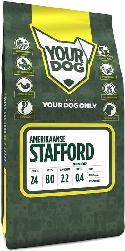 Hondenvoer Yourdog - Amerikaanse Stafford Senior 3kg - Buffel, Kip, Groenten en Fruit