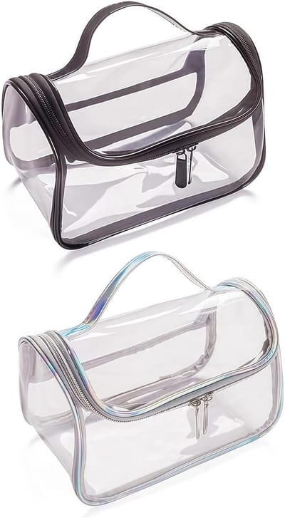 Dailygoods- Make-uptas Waterdicht - Transparante Toilettas - Draagbare Reistas - PVC - Make-uptas voor Mannen/Vrouwen - 2-delig - Cosmeticatas