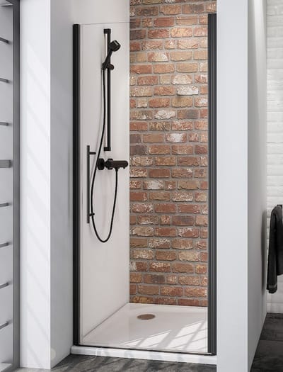 Schulte douchedeur - draaideur nis - 80x192 - mat zwart - helder veiligheidsglas met antikalk