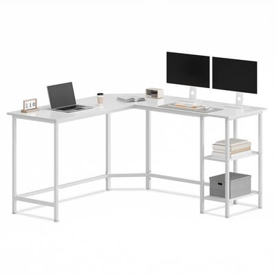 VASAGLE - Bureau - Hoekbureau met 2 Planken - Ruimtebesparend voor Thuiswerk of Gaming