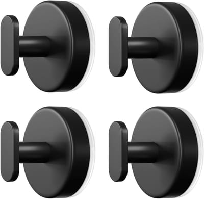 Extra sterke zuignap haken voor badkamer en keuken: 6.8kg hangers voor handdoeken, jassen en spiegels - waterdicht en roestvrij, matte zwarte 4-pack