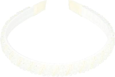 Haarsoires Haarband Diadeem 1cm – Parelkralen - Facetkralen – Wit - Glanzende Haaraccessoire voor Feest of Bruiloft - Geschikt voor Feest & Bruiloft