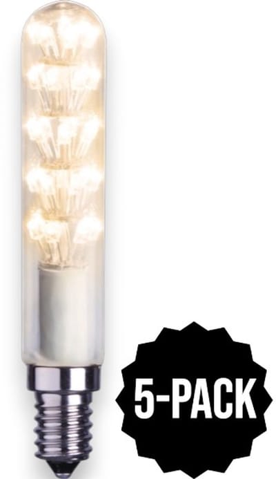 5-Pack | Staaflamp - E14 - 1.5W - Super Warm Wit <2200K - Filament - Helder