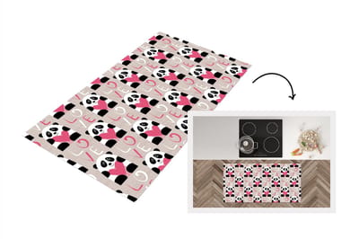 Keukenloper - Loper keuken - Hartjes - Panda - Patronen - 120x60 cm - Keukenloper vinyl