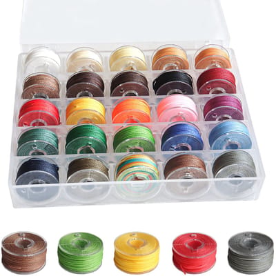 25 rollen gewaxt koord, 0,55 mm x 10 m, kleurrijke gewaxte draden, polyesterkoord, waxkoord voor het maken van sieraden, gewaxt katoenen koord met doos voor armbanden, doe-het-zelf knutselen