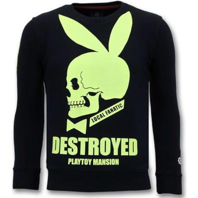 Luxe Sweater Mannen - Destroyed Playtoy - Navy /Zwart