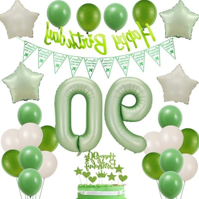 Sage Green Ballonnen voor 90e Verjaardag Decoratie, Avocado Groene Ballonnen voor Feest, 90 Jaar Vrouw en Man Versiering, Feestdecoratie voor Jubileum
