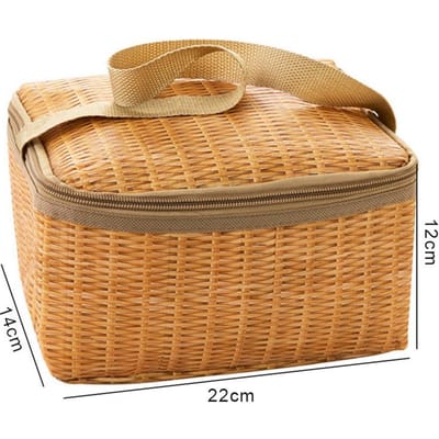 Rotan Gevlochten Waterbestendige Lunchbox Reisvriendelijke Lunchtas voor Reizen Picknick Lunchtas Voedselcontainer Geïsoleerd T Praktisch Gebruik