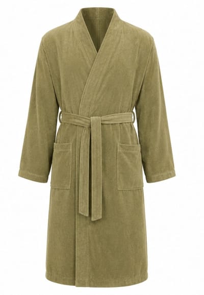 Badjas Katoen Kimono - Dames & Heren - olijfgroen - S/M