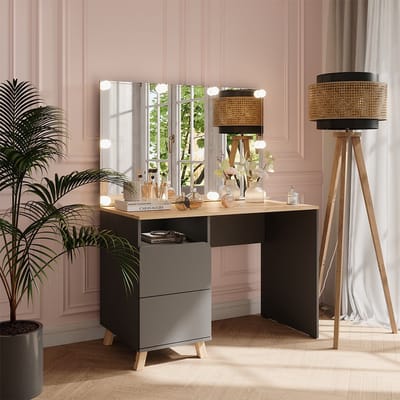 Vicco Karen Kaptafel met licht – 110 cm met LED-feeverlichting Antraciet/Artisan