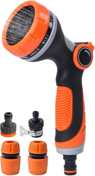 Tuinslang spuitpistool - Hogedruk sproeier - Auto wassen - 10 sproeifuncties - 265 cm lengte - Oranje