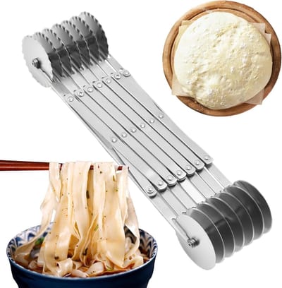 Deegsnijwiel - Bakgereedschap - Pasta snijden - Verstelbare afstand - 33 x 5 cm - Zilver
