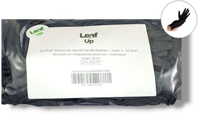 LeafUp® Katoenen handschoenen zwart – maat L – 12 paar
