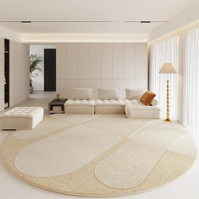 Moderne Tapijten voor Slaapkamer Pluizig Zacht Woonkamer Tapijt Dik Kleedkamer Ronde Vloermat Crème Woonkamer Decoratie Antislip Tapijt 120*120cm